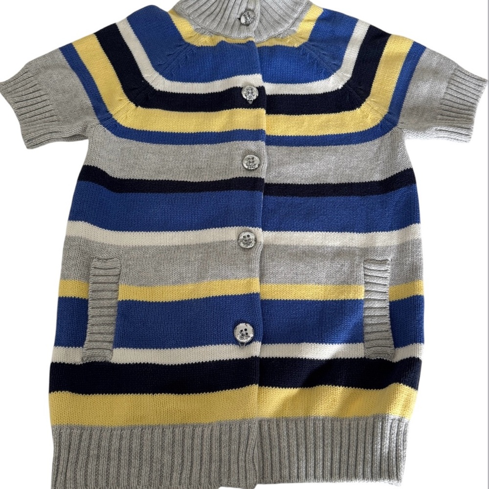 Striped Kids knit Sweater - Gray, Blue, Yellow